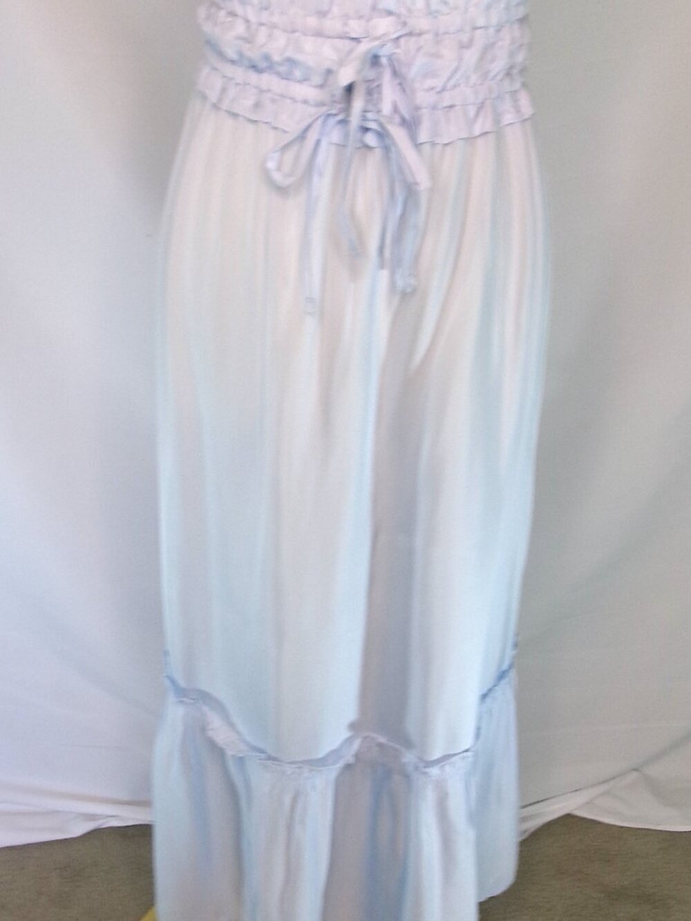 J.Crew Light Blue Maxi Skirt XL Paperbag Waist Ruffle Hem Boho Cottagecore - Picture 2 of 6